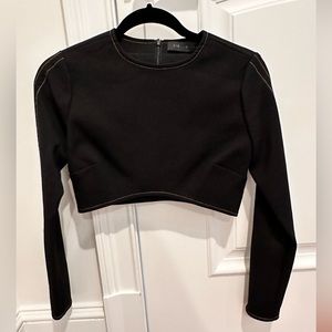 Sir The Label Black Crop Top with Brown Threading Size 0
